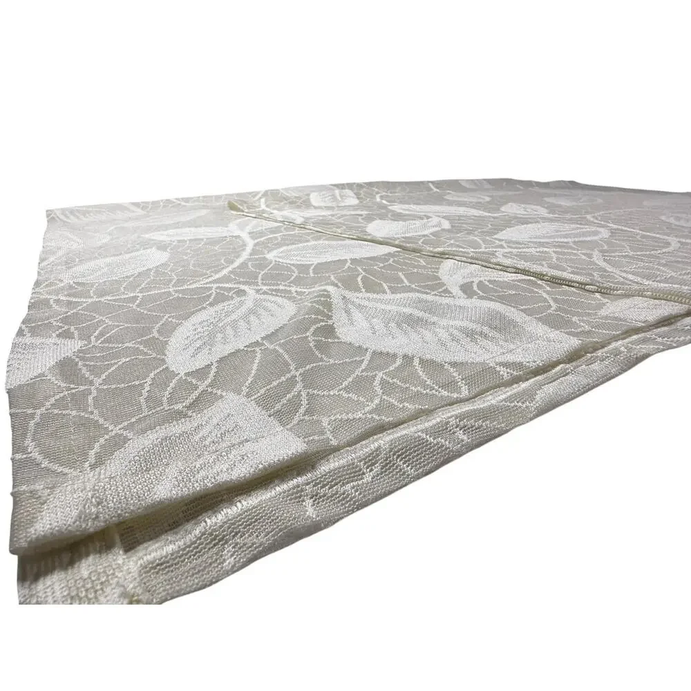 Single Vintage Beige Sheer Leaf Curtain Drape Floral Vine Print 1 Panel 82 Long